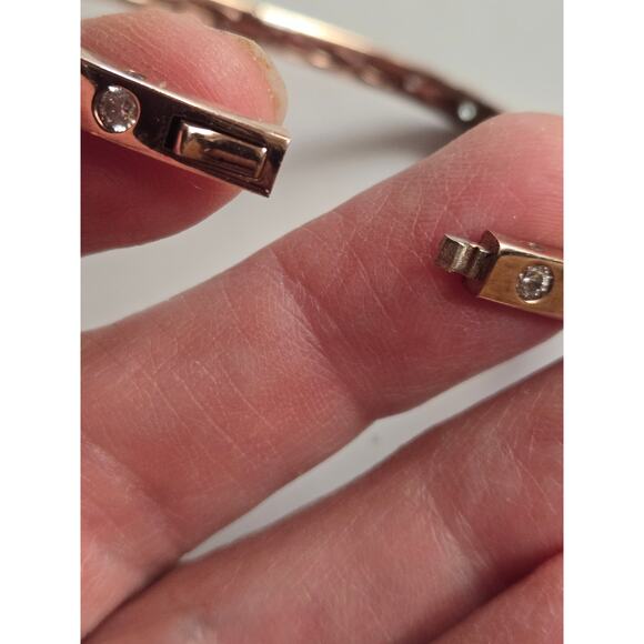 Amanda Rose Cubic Zirconia Rose Gold Flashed Sterling Silver Bezel Cuff Bangle - Picture 6 of 6